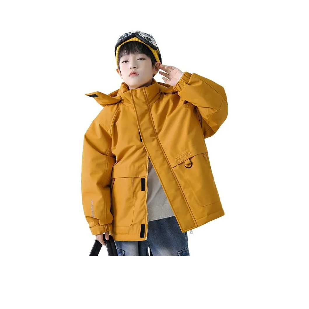 The panda is round Модный Стильный THREE Proofing С капюшоном Однотонный Утолщенный Детский