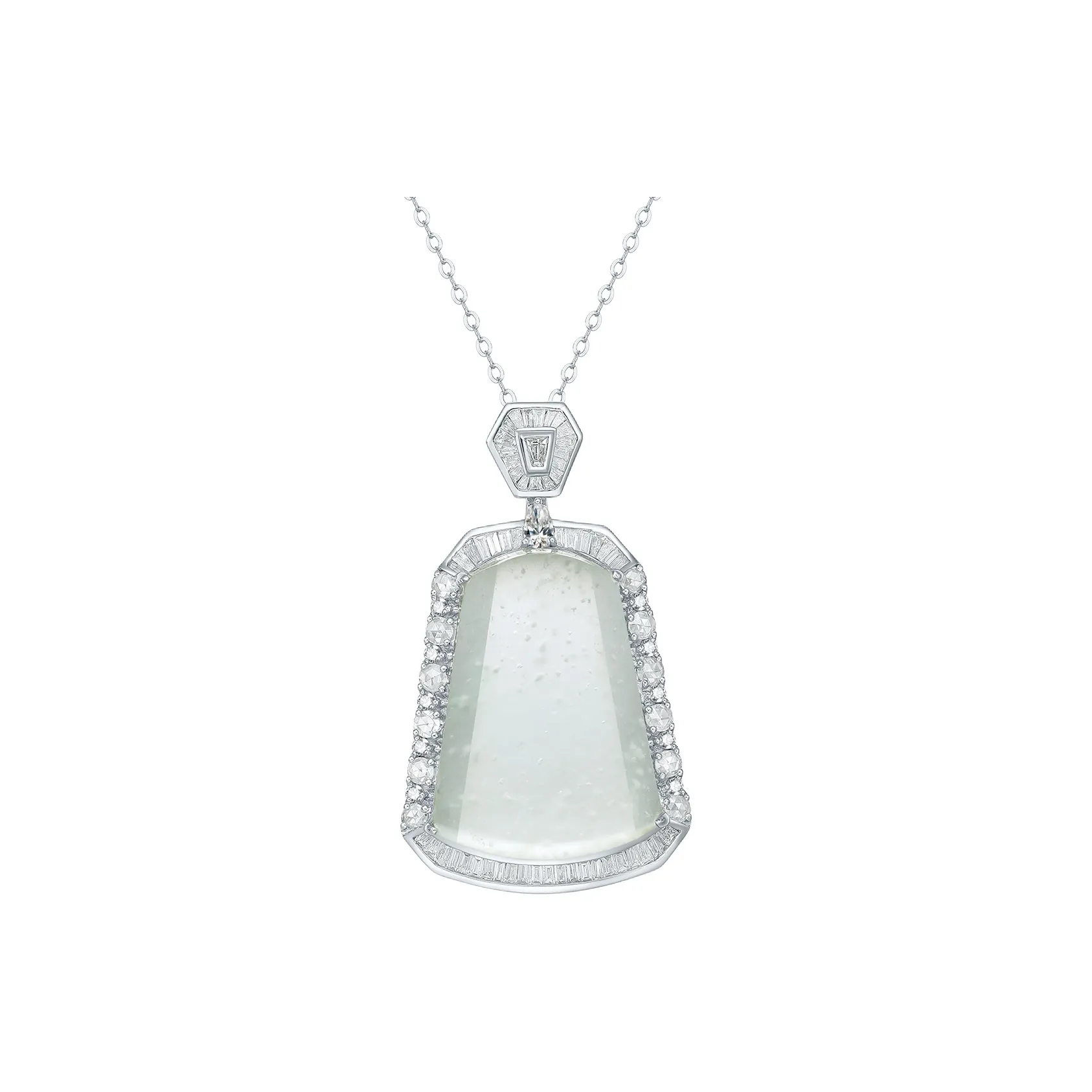 Cuiya Golden Building Glass Type Jade Jadeite Necklaces Women's