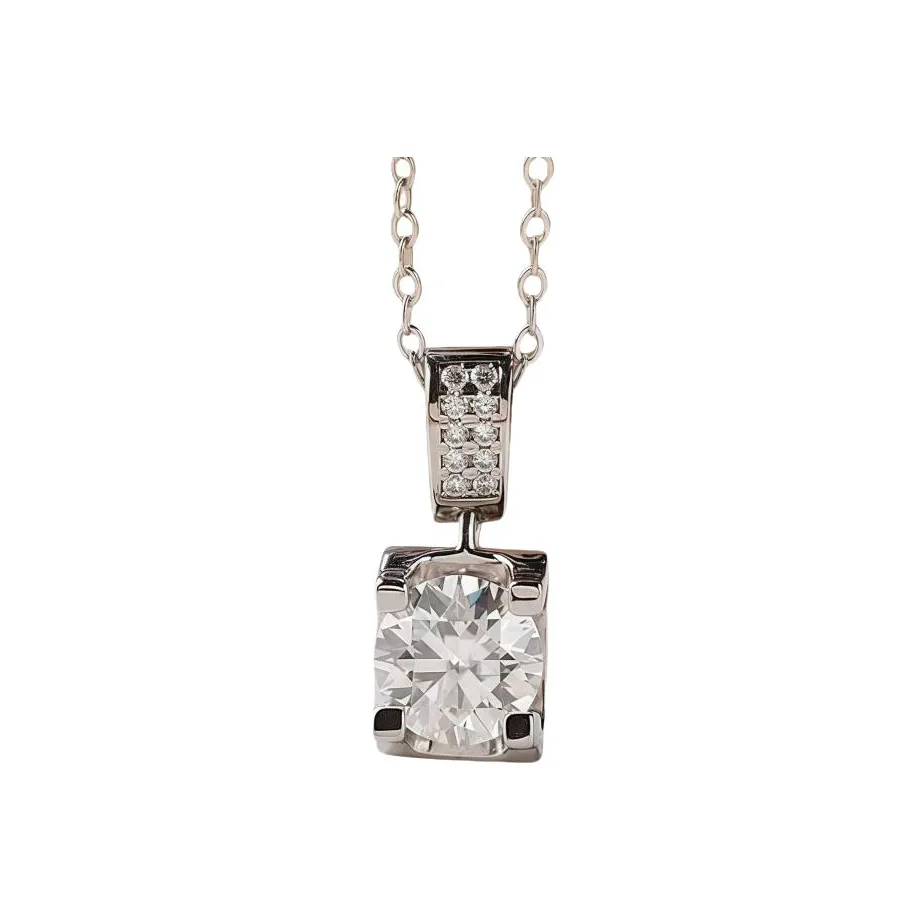 Stone On The Line S925 Sterling Silver Moissanite Necklaces Women's