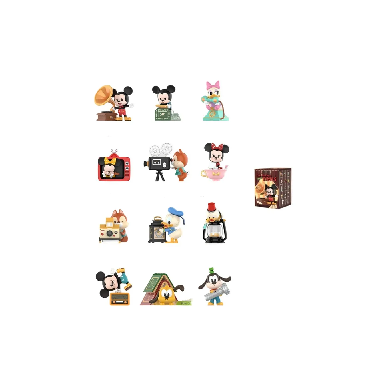 POP MART Минни Disney Mickey Mouse Family Vintage Era Слепые коробки Один Mystery Коробка Целая коробка 12 шт