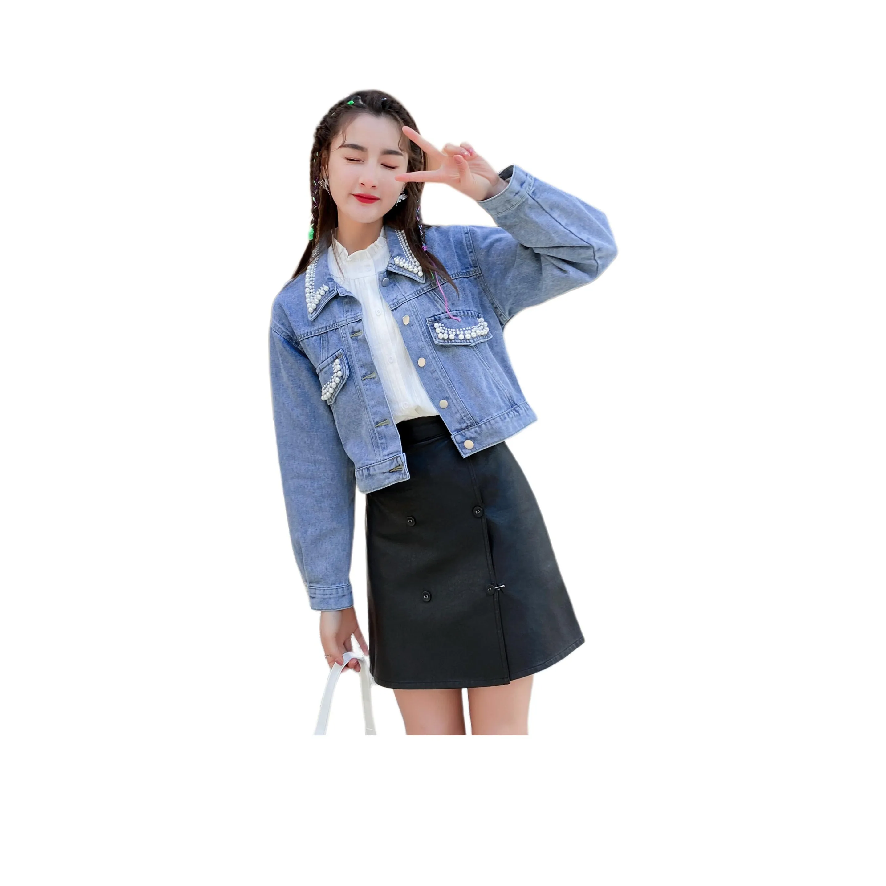 YINLEI Бусина Деним Куртка Унисекс Джинсовые куртки
