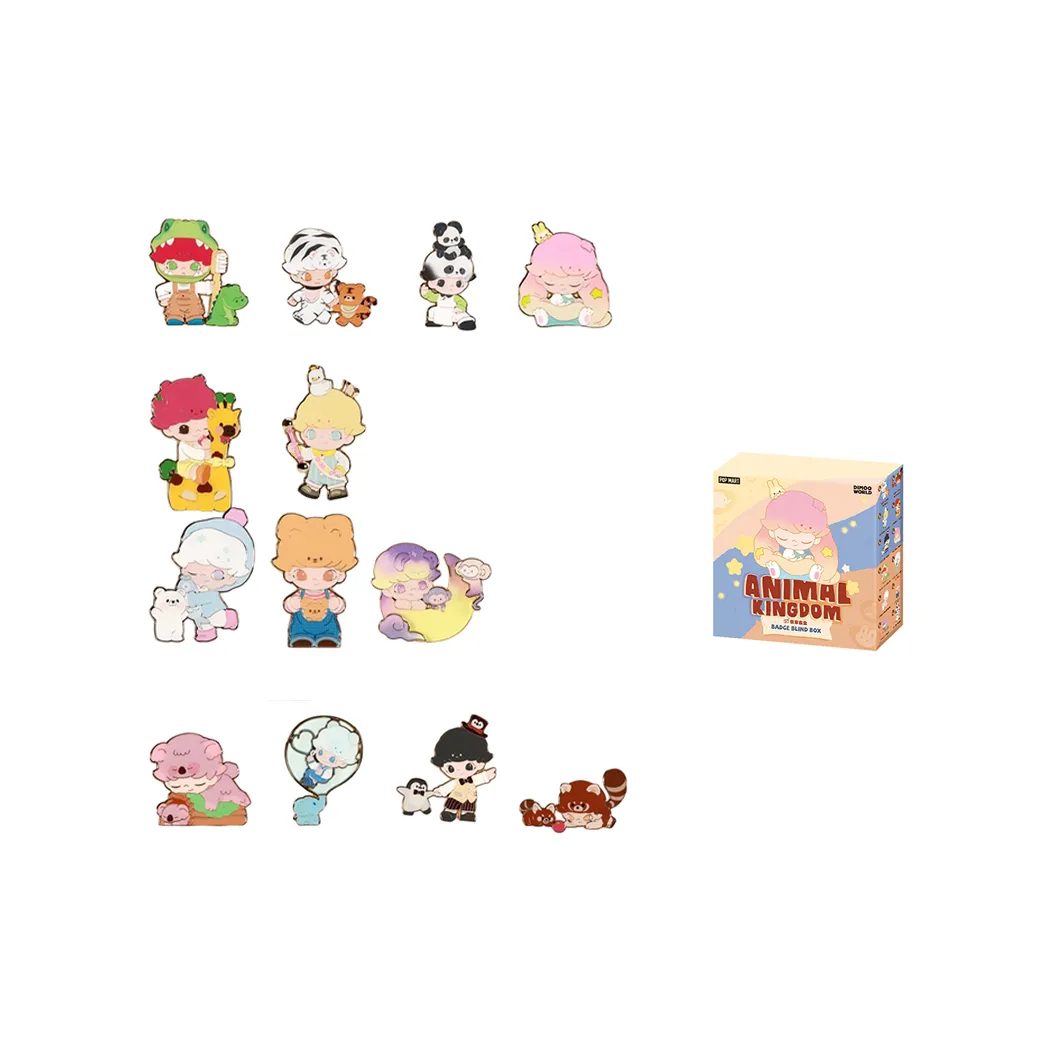 POP MART Коллаборация Edición Dimoo Animal Kingdom Collection Значок Слепые коробки Один Mystery Коробка Целая коробка 12 шт