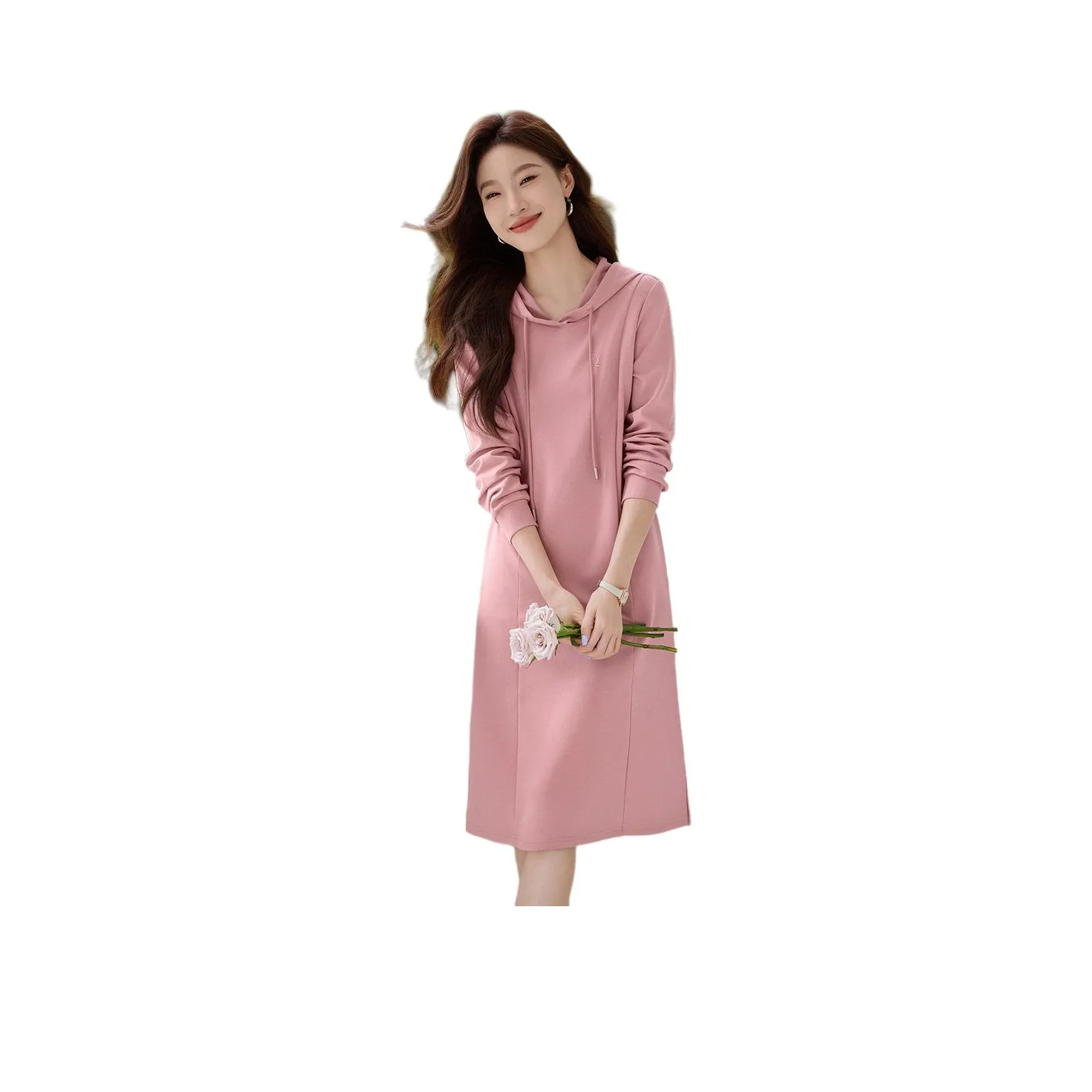Mo Han Yi Mei Long Sleeved Dresses Women's Cream Pink