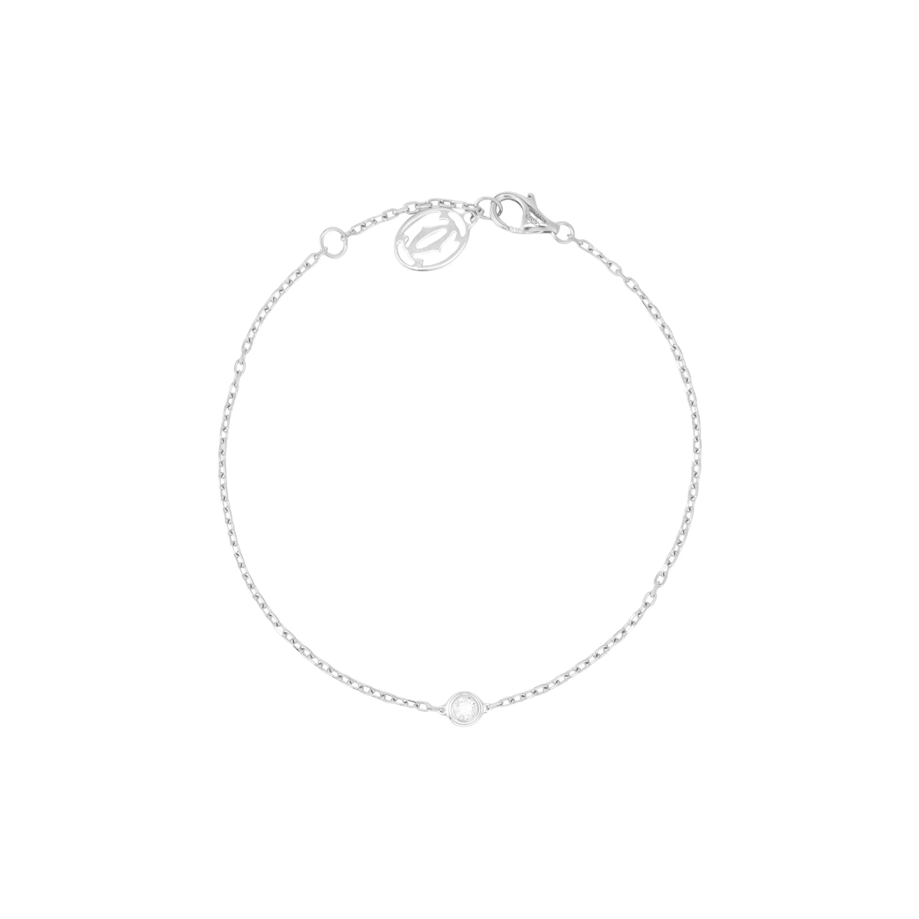 CARTIER D'Amour Collection 18K White Gold, Single Diamond Necklaces Unisex