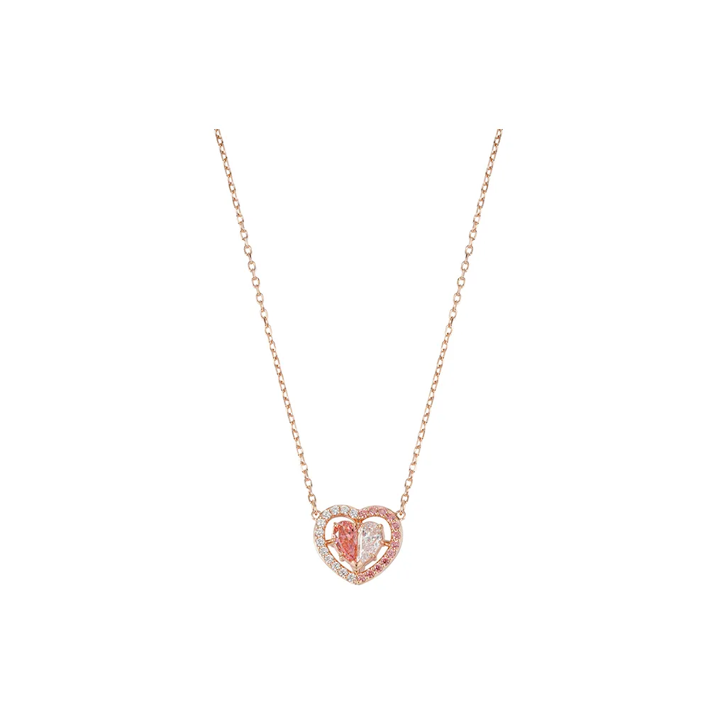 Swarovski Gema Synthetic Cubic Zirconia, Gold Plated Metal Necklaces Women's Pink