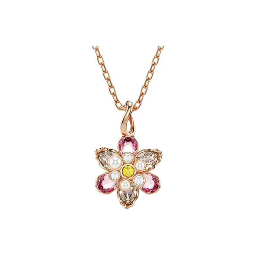 Swarovski Idyllia Искусственный кристалл Искусственная жемчужина Ожерелье с покрытием из розового золота Женское Розовое золото