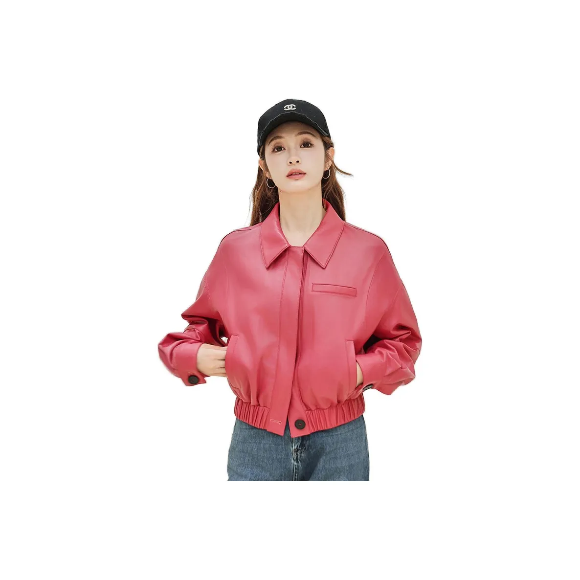 InJu Leather Jacket Women's Plum Red