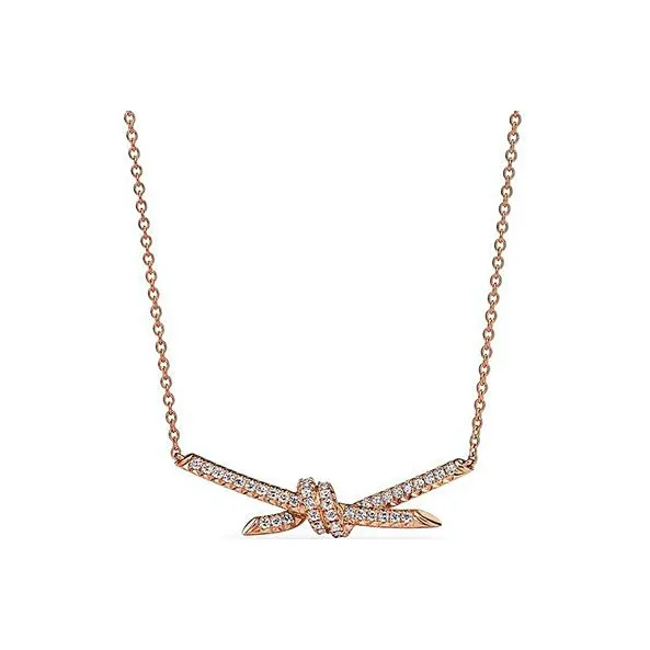 TIFFANY & CO. Tiffany Knot Series 18K Rose Gold, Diamond Necklaces Women's