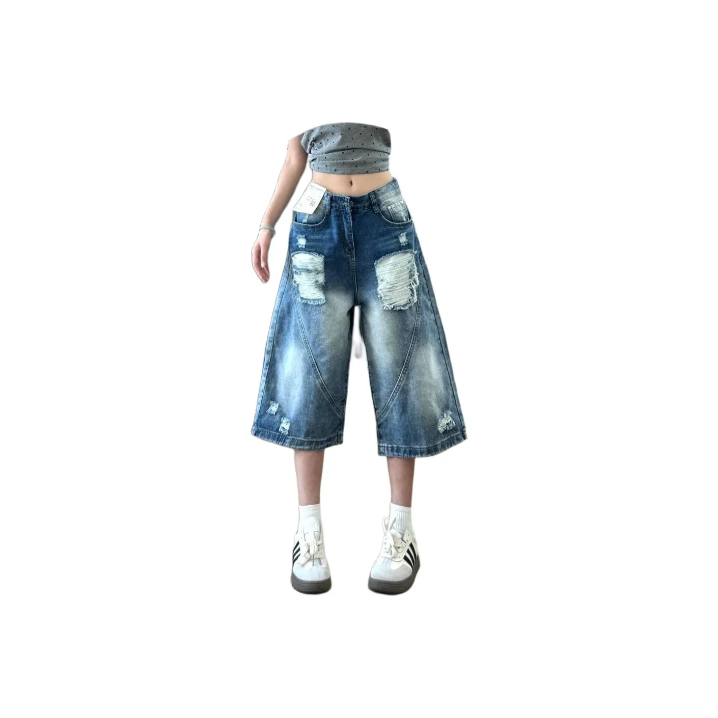 Мед Джинсы Обрезанные Брюки Женские