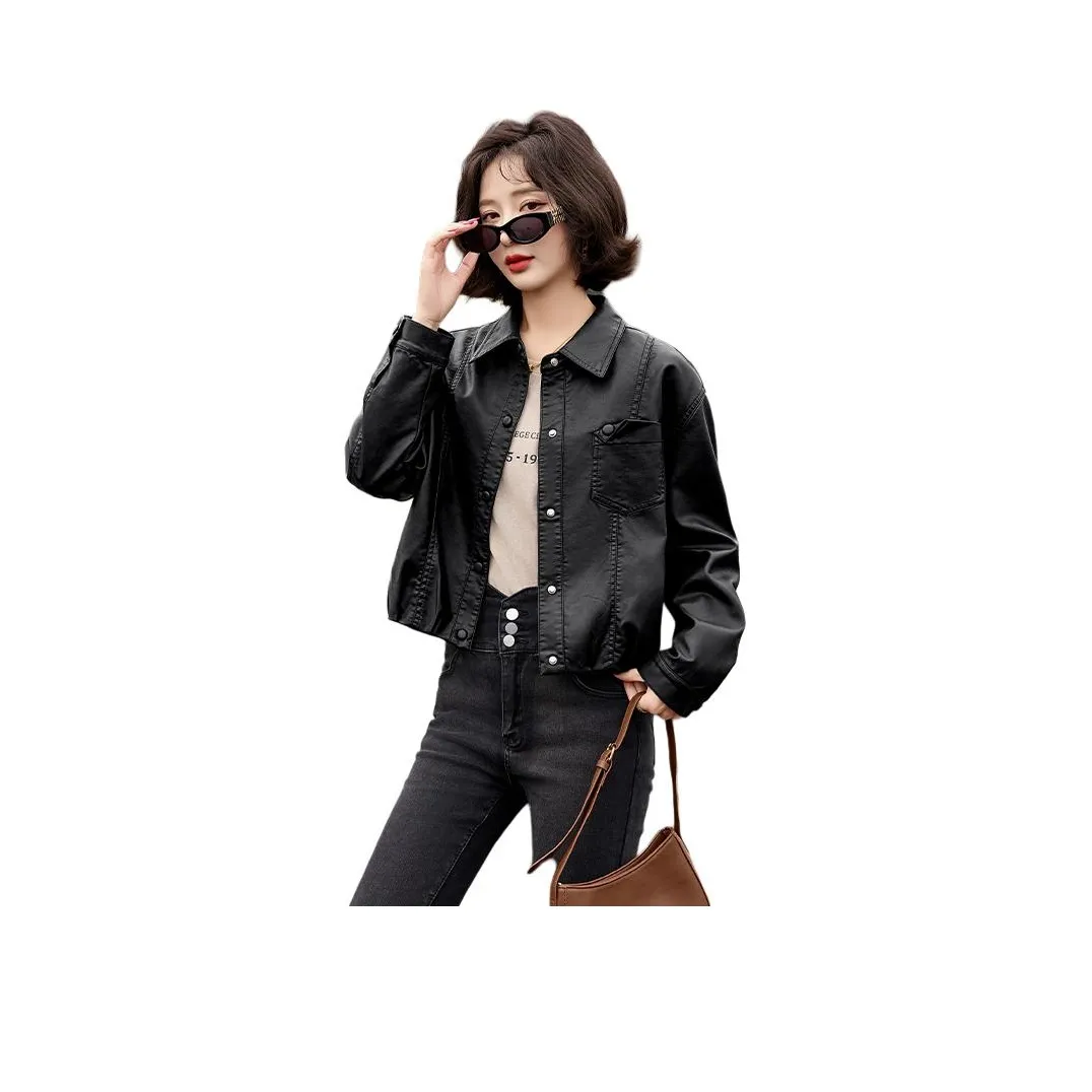 Yi Mengyuan Кожа Куртка Женская