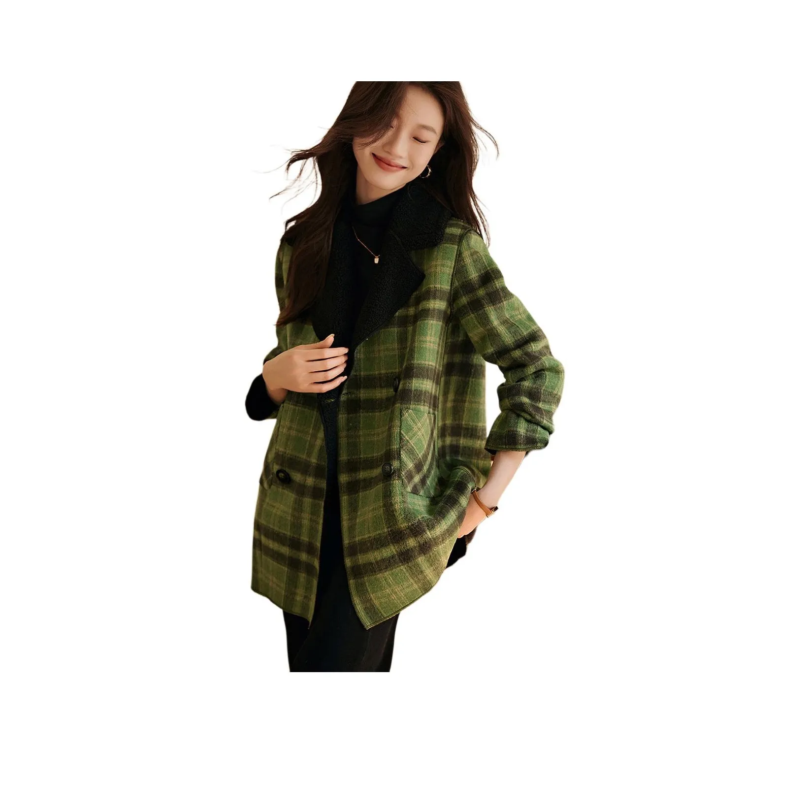 Mo Han Yi Mei Пальто Женское Зеленое