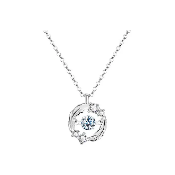 WANLIACC S999 Fine Silver Beating Heart Necklace Women's