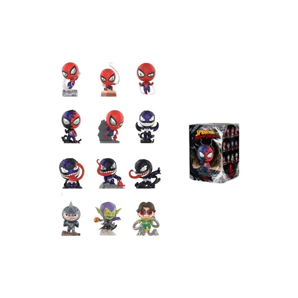 POP MART Паук Man Marvel Little Паук And Venom Collection 100% Слепые коробки Один Mystery Коробка Целая коробка 12 шт