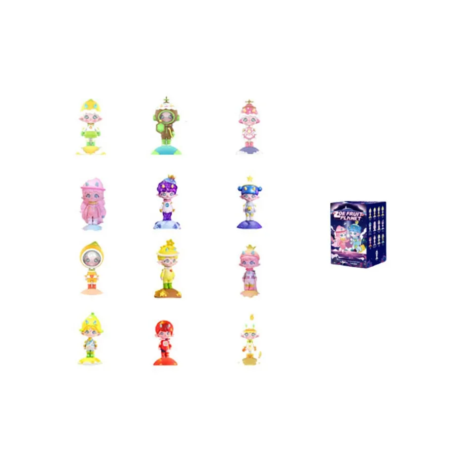 POP MART Коллаборация Edition ZOE Fruit Planet Collection Слепые коробки Один Mystery Коробка Целая коробка 12 шт