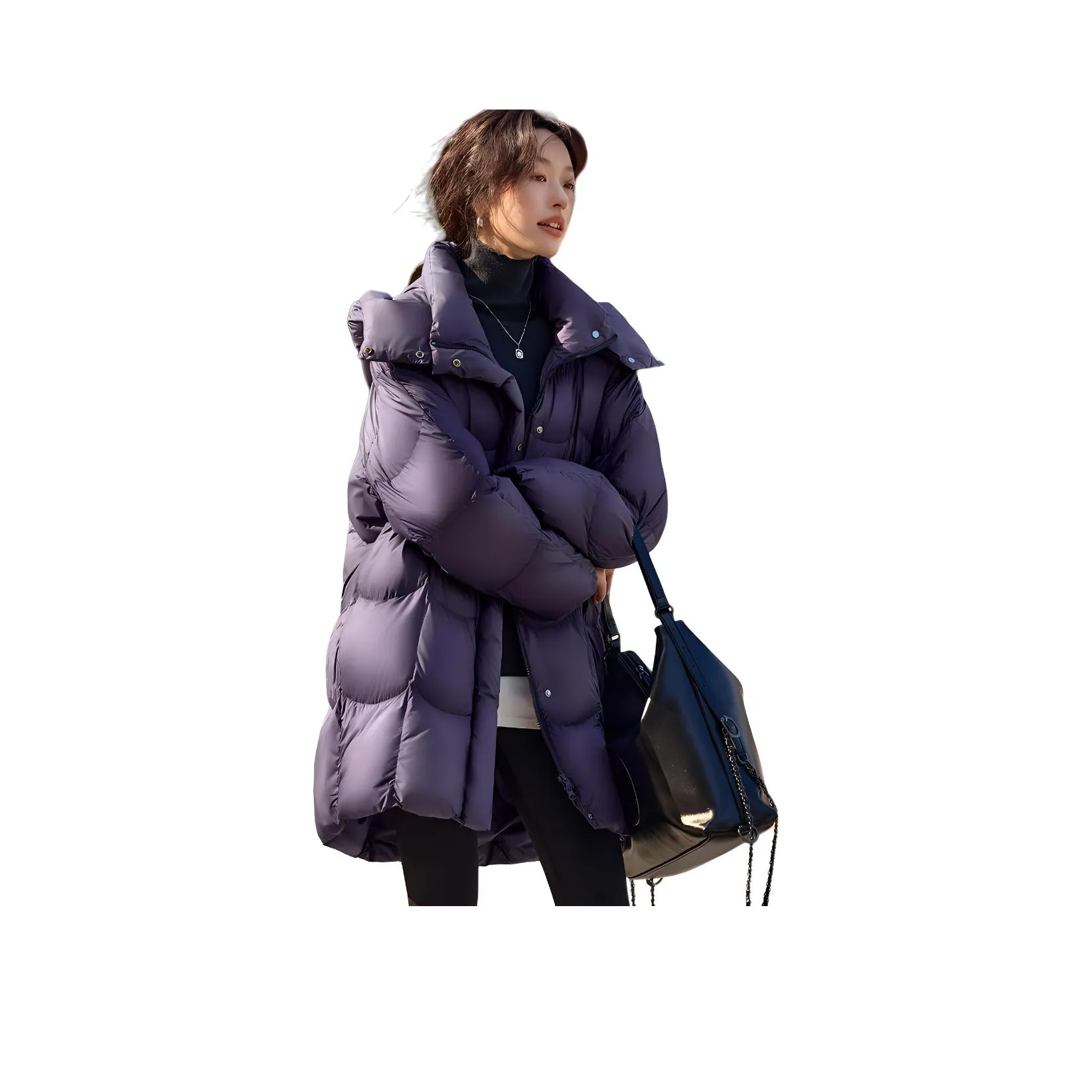 Mo Han Yi Mei Пуховик Женские Deep Космос Фиолетовый