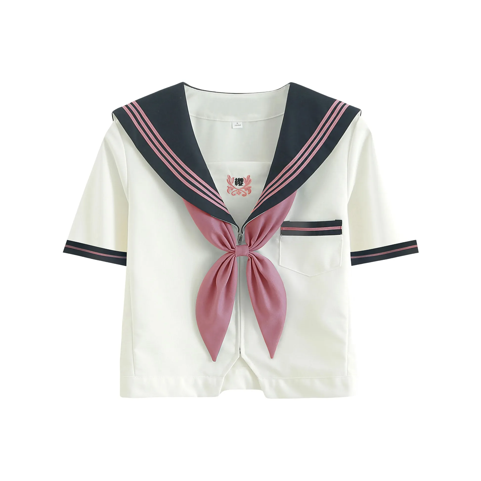 Luohua Candy Sakurai ART Серый Короткий рукав Одиночная пара + Золотая рыбка Узел Женская униформа