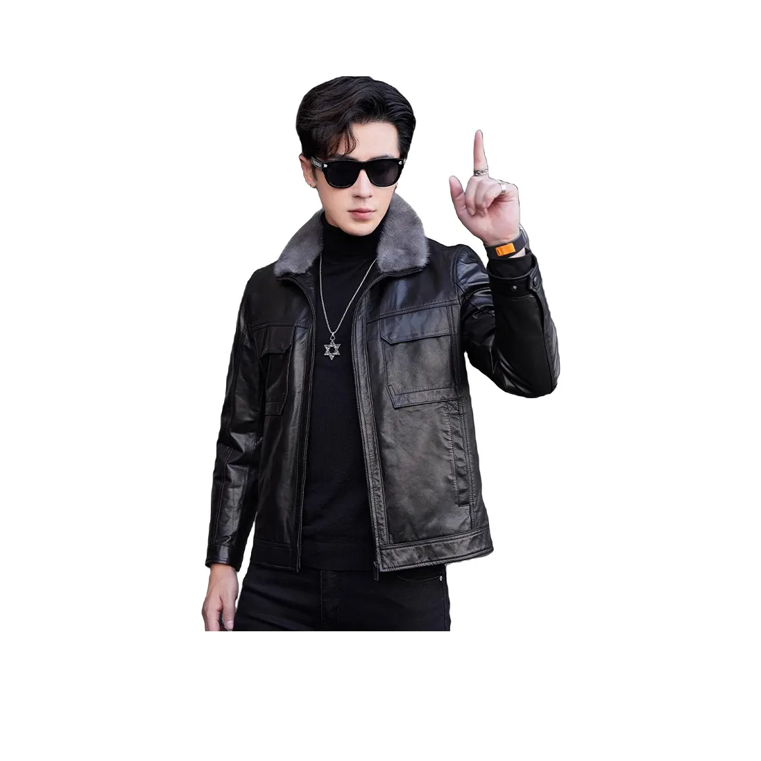 KAISER Кожа Куртка Унисекс Черный