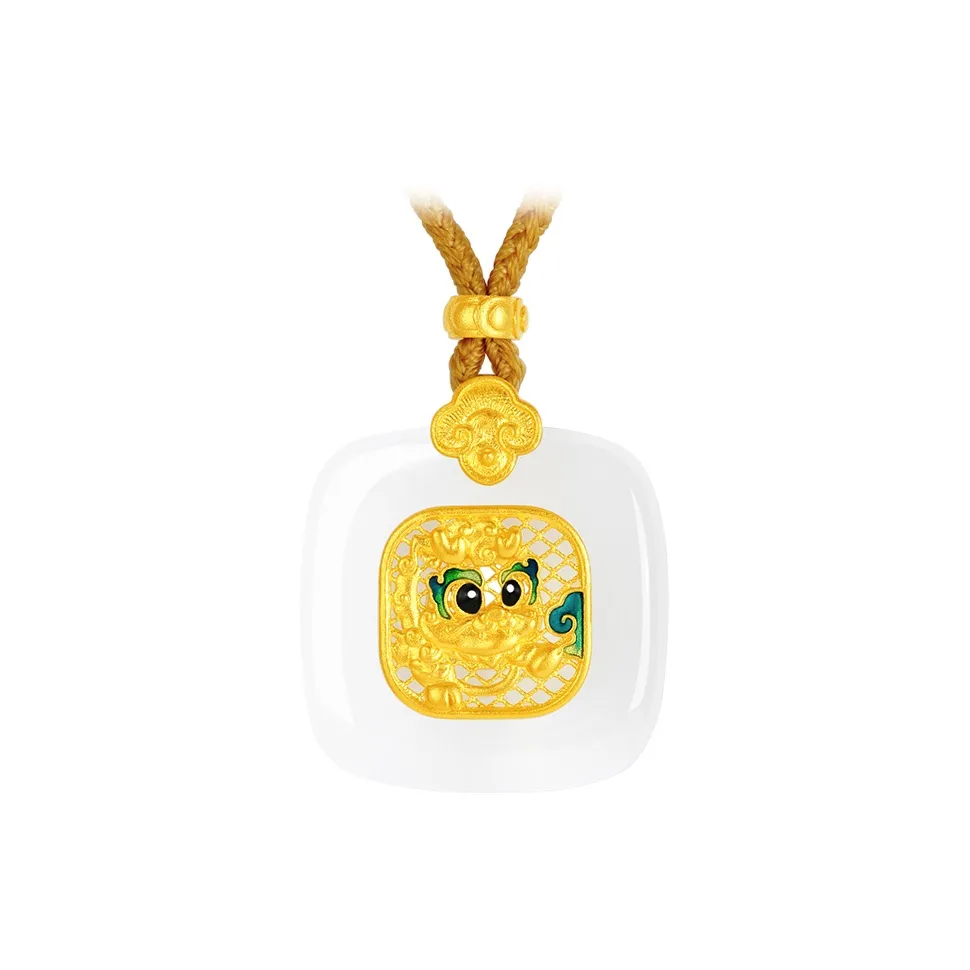 CHOW TAI SENG Woven Necklace White Jade Men's