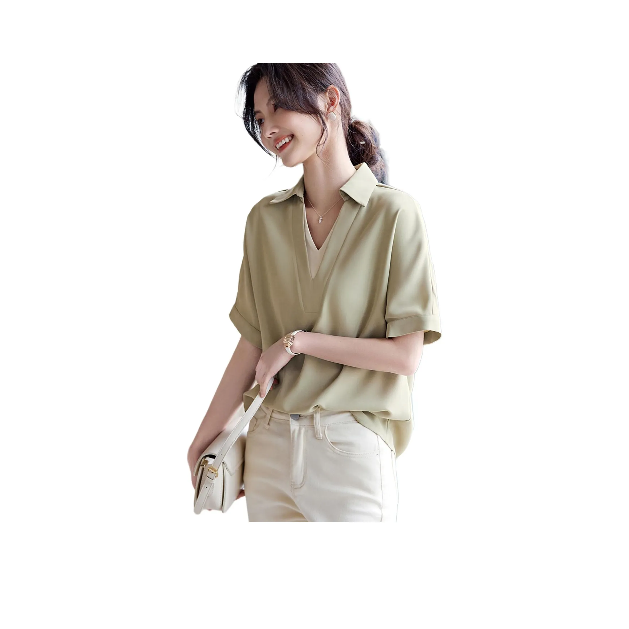 LUYOUYE Летняя короткая рубашка с короткими рукавами женская