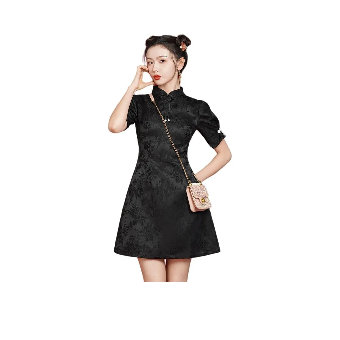 SONDR Короткий рукав Платье Женское Черное