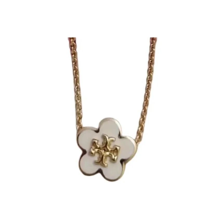 TORY BURCH Kira Enamel Flower pendant Necklace