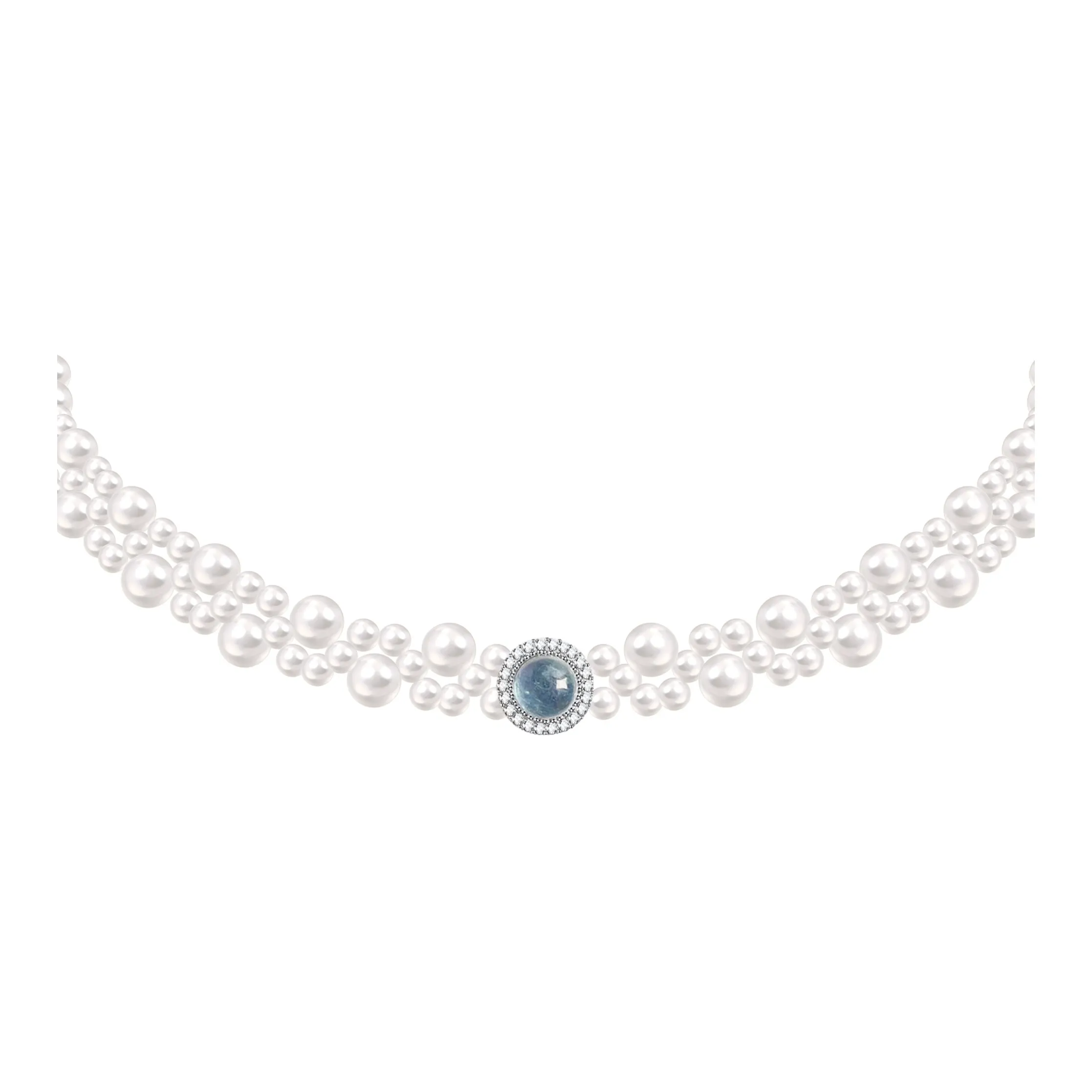 KEYS VIA Медный сплав Искусственный жемчуг Цирконий Аквамарин Ожерелье Женское