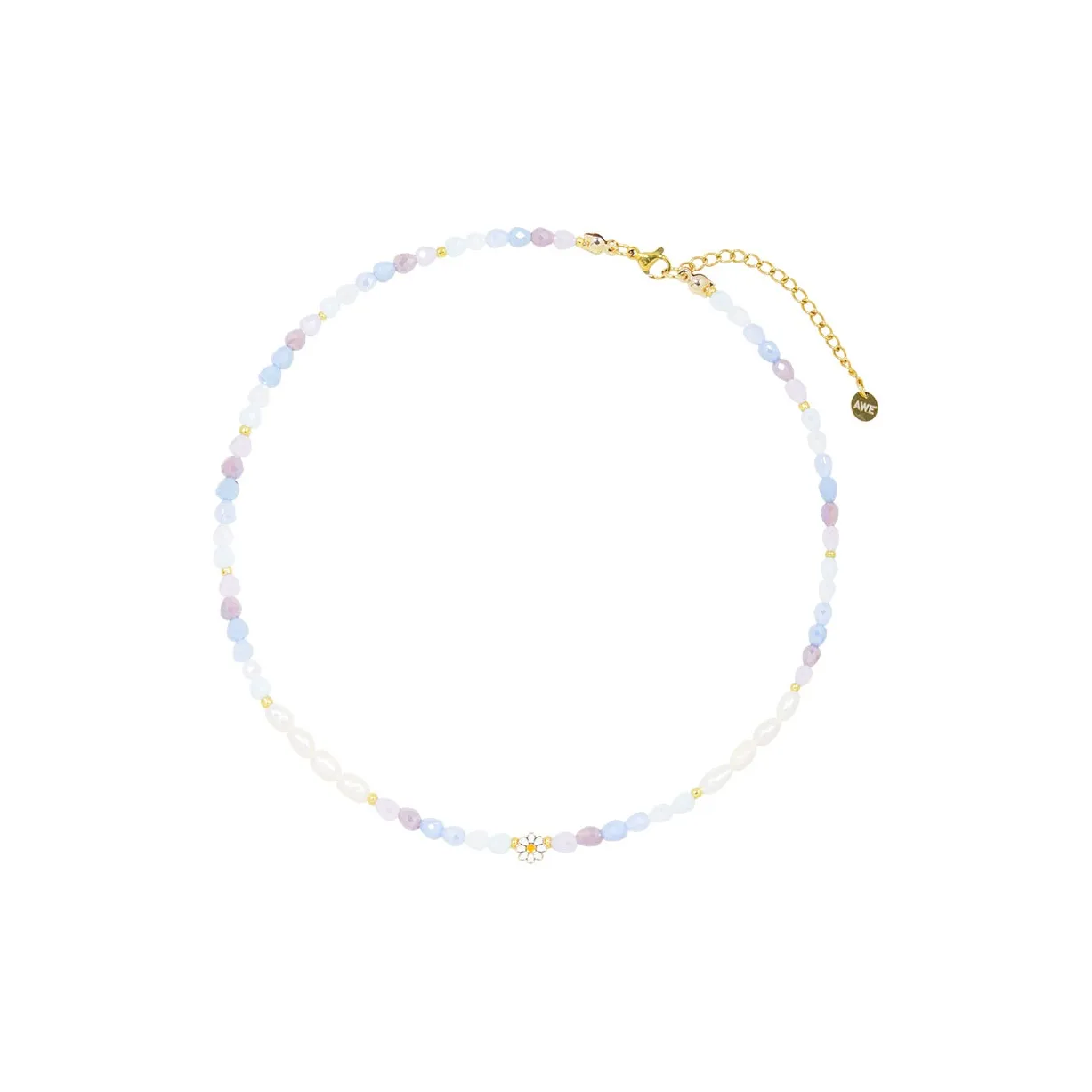 AWE Титановая сталь Жемчужный Радужный Конфетный цвет Бусина Цепочка на ключицу Женские