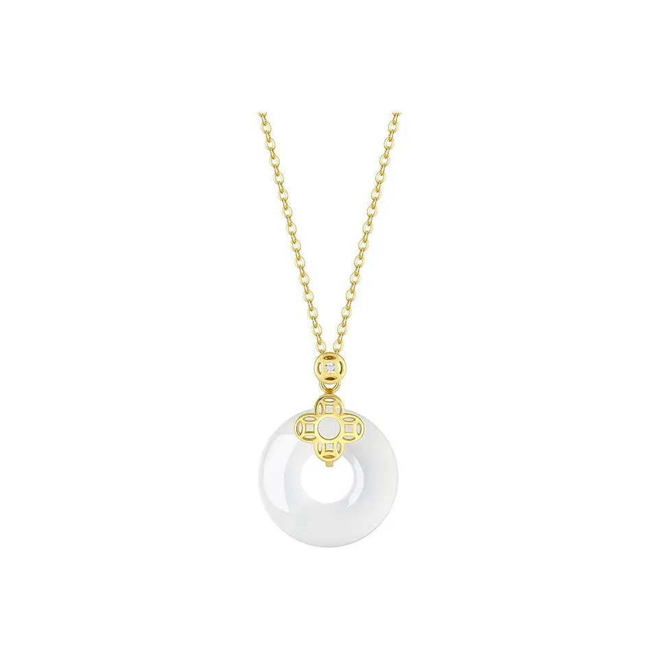 KADER Lucky Four-Leaf Clover Series Chalcedony Jade Necklaces Women's