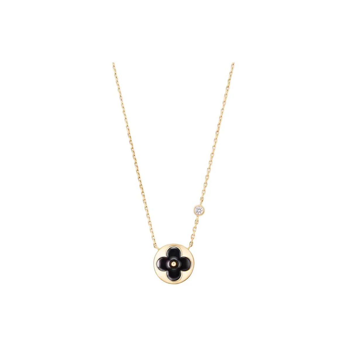 LOUIS VUITTON 18K Gold, Agate, Diamond, Gemstone Necklaces Unisex Black