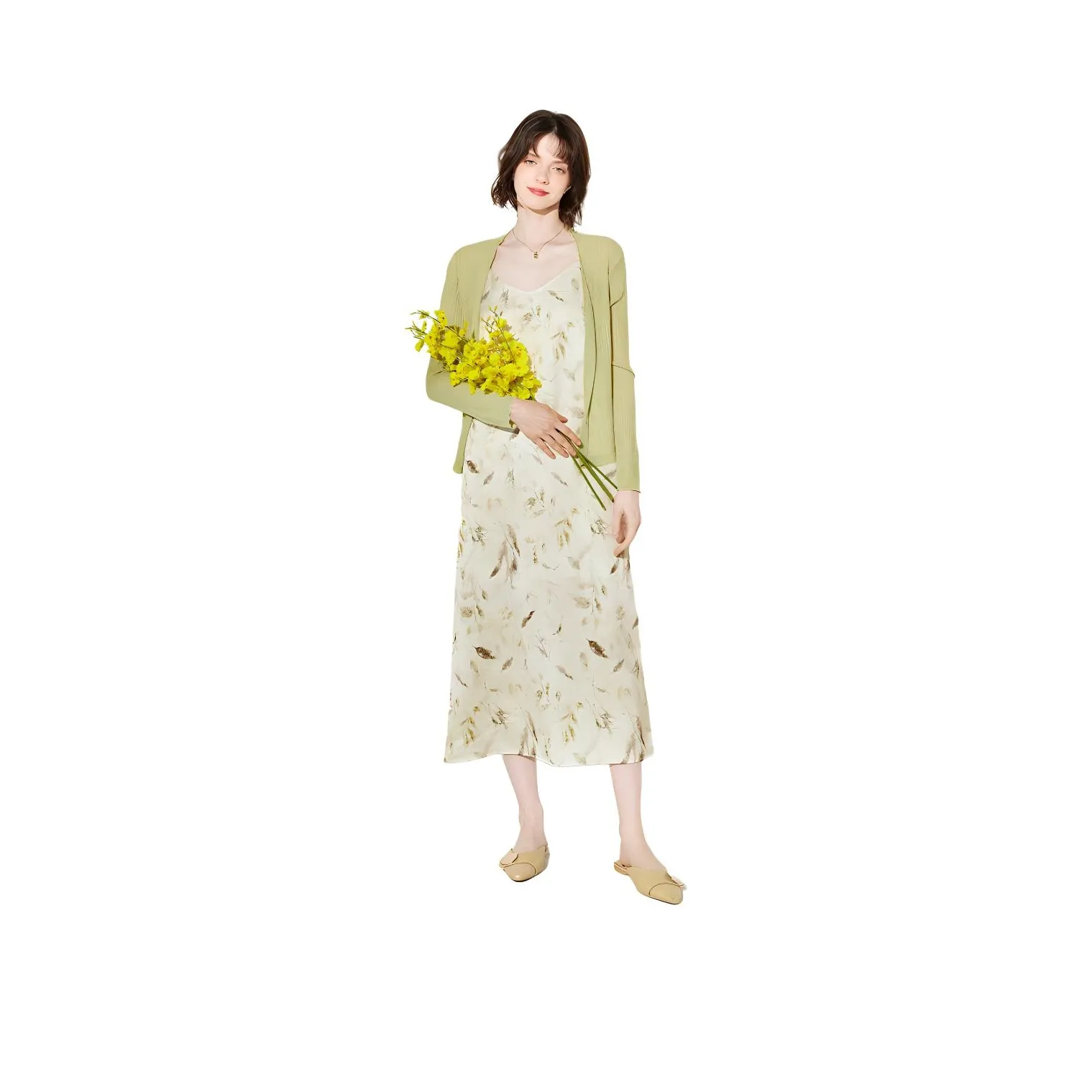 NAWAIN Slip Dresses Women's Champagne Green