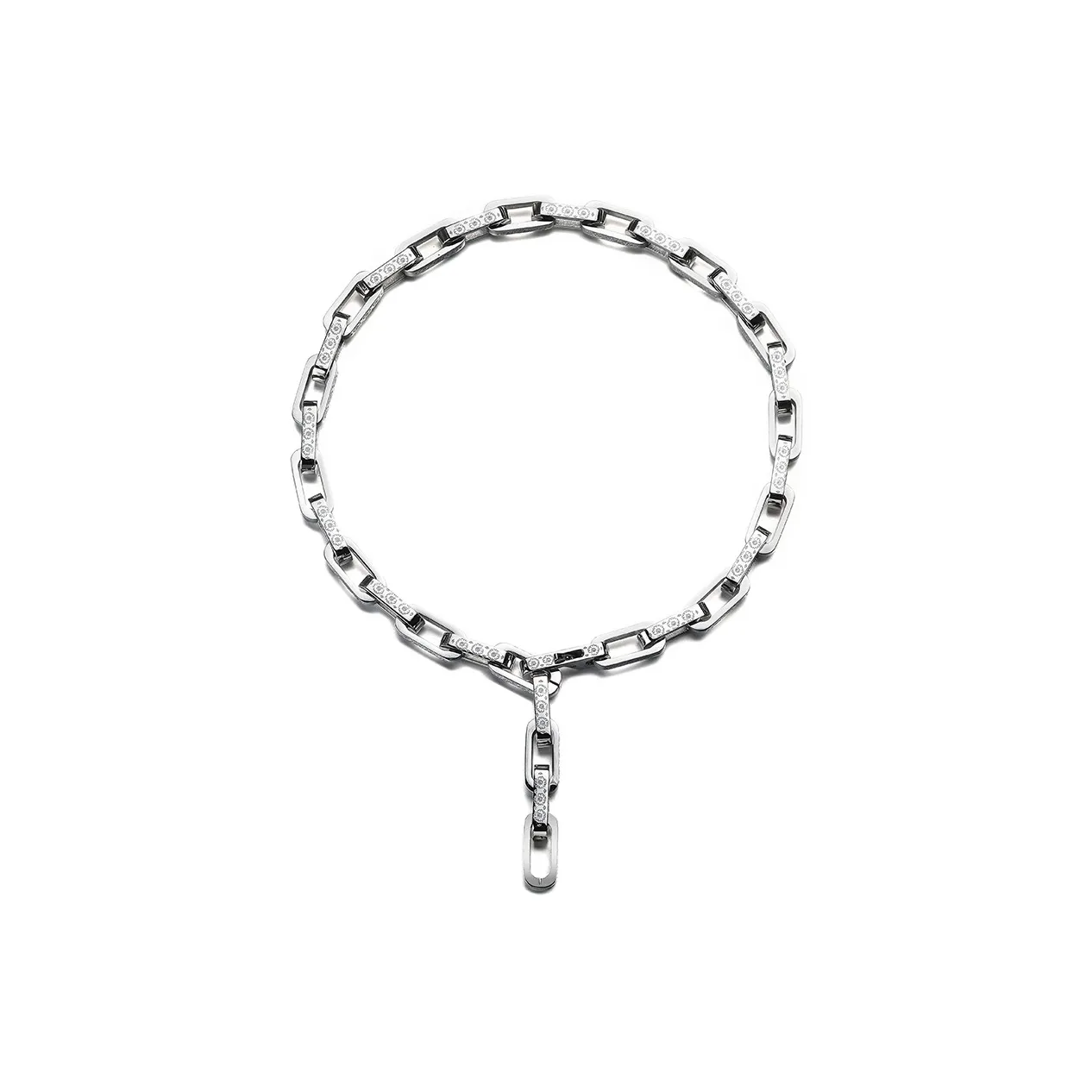 DWCP Титановая сталь Оригинальный дизайн Простая цепь Минималистский стиль Квадрат Кубинское ожерелье Унисекс