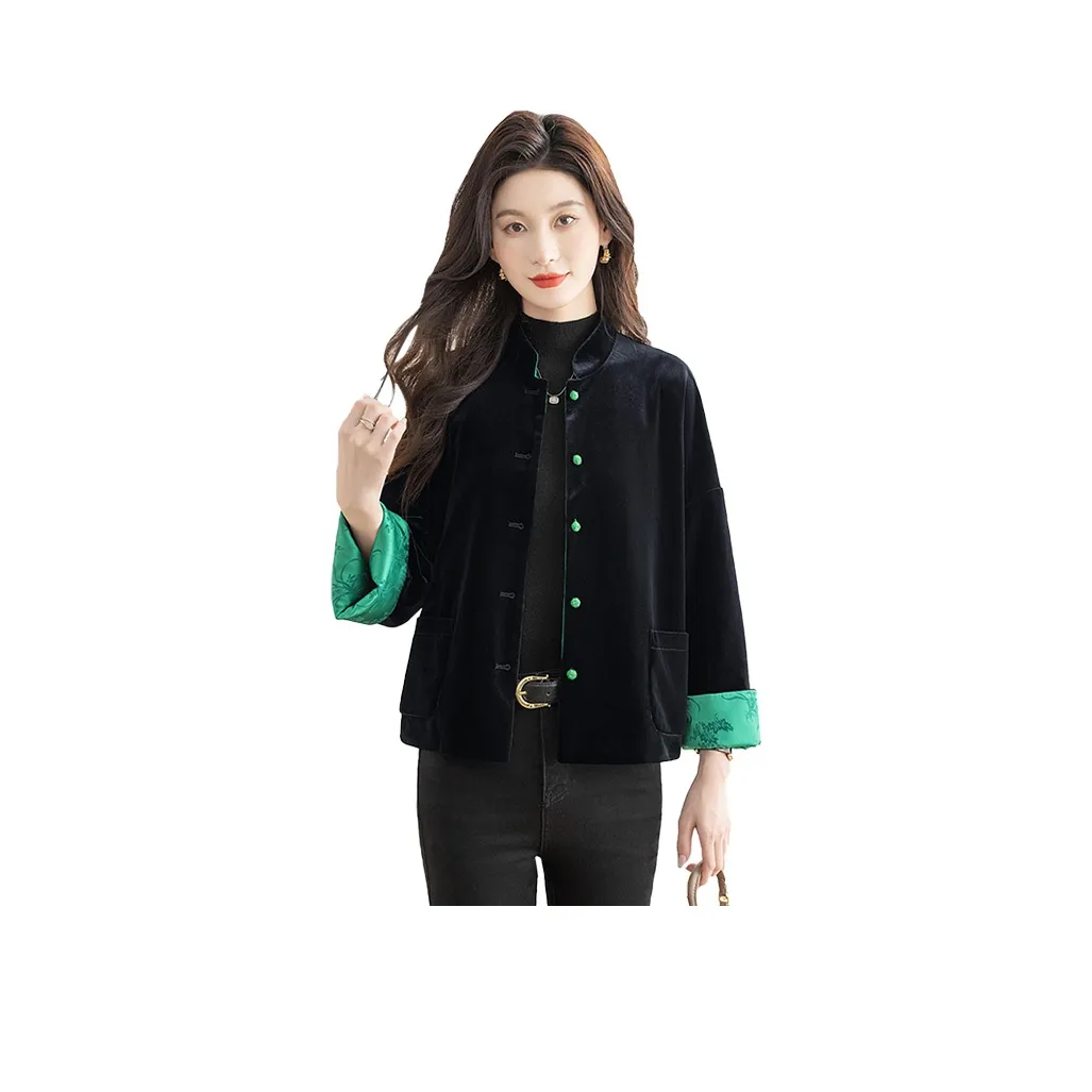 Cypress House Cropped Coat Women's Black Green Cypress House Укороченное пальто женское черное и зеленое