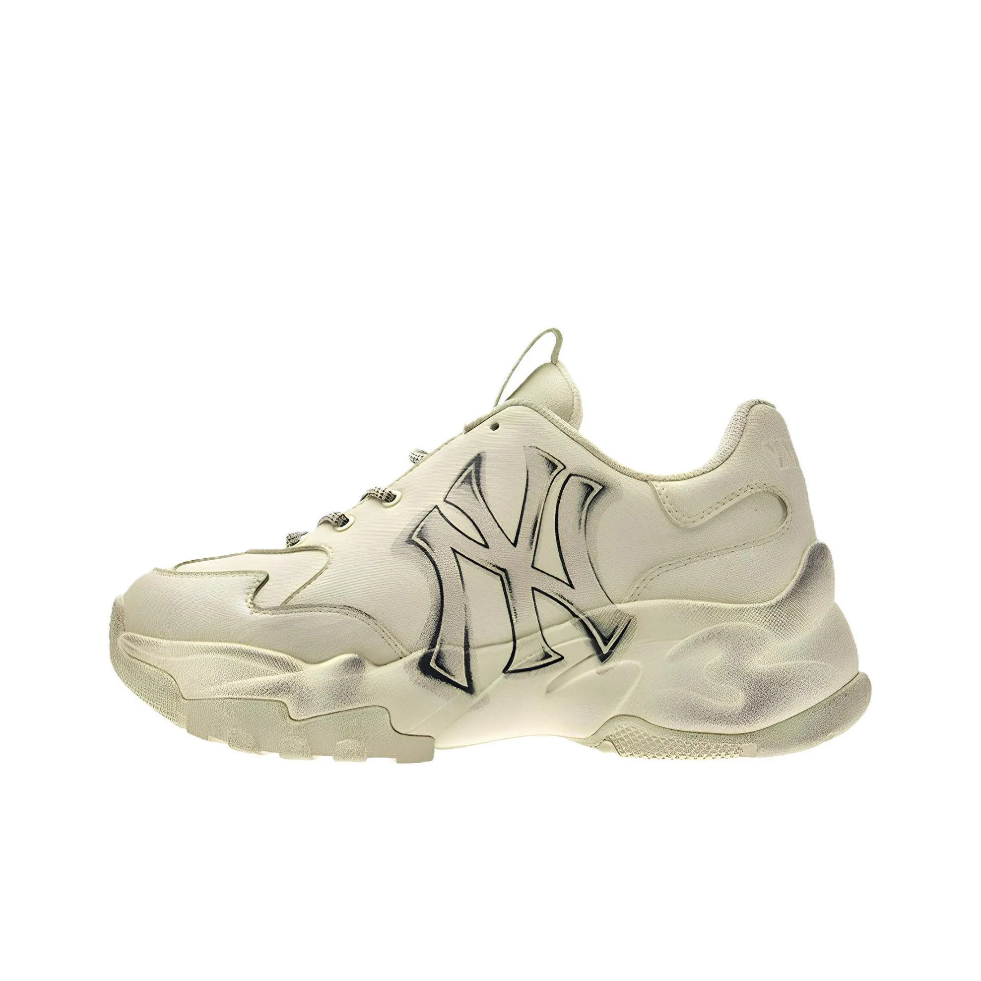 Mlb Base Logo Нью-Йорк Янкис визуально увеличивает рост Низкий Топ Толстоподошвенные кроссовки Унисекс Бежевый