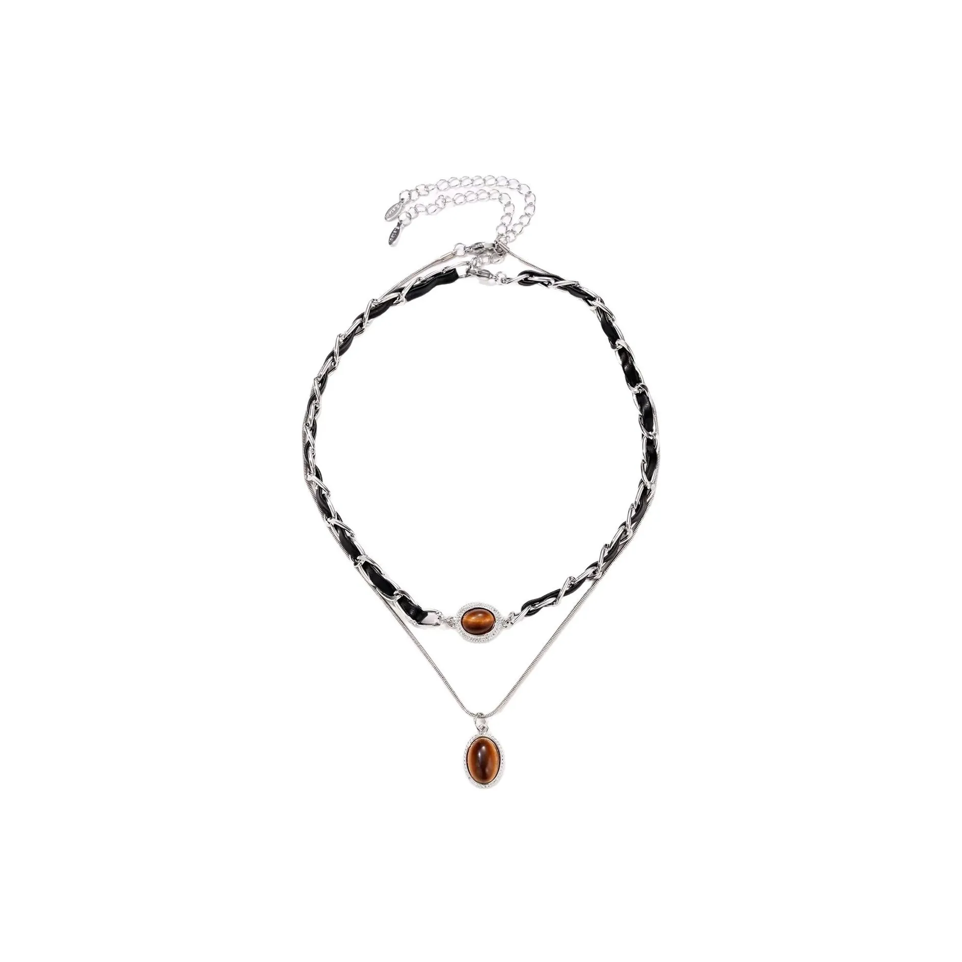 DVNRR Ожерелье с камнем тигрового глаза Женское