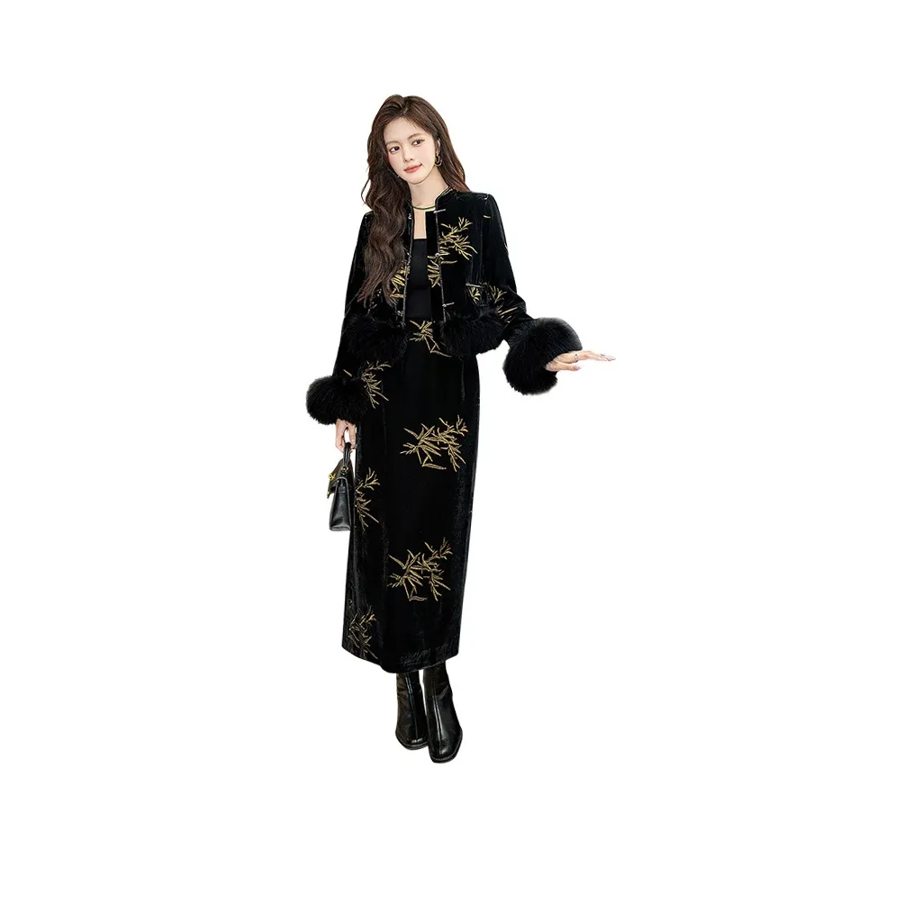 Cypress House Комплект с юбкой Женские Черный Золото