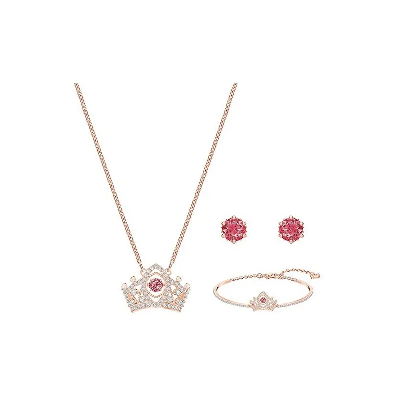 Swarovski Bee A Queen Artificial Crystal Necklaces Women's Red Rose Gold Tone Plated