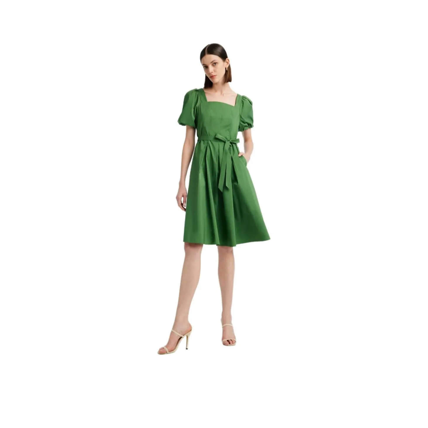GOELIA Short Sleeved Dress Women's Forest Green