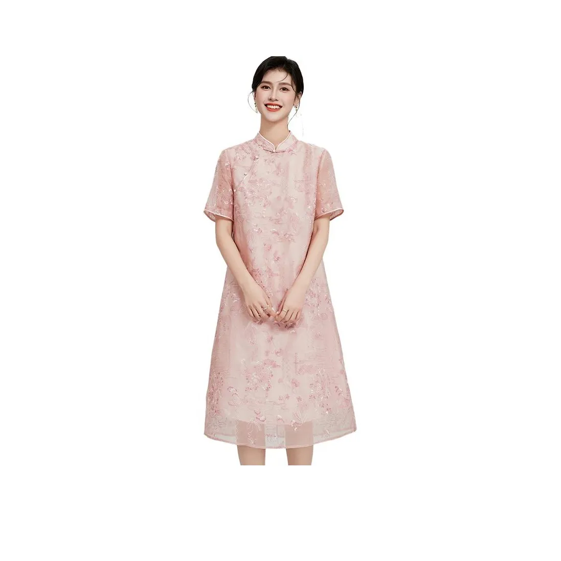 JINJU Короткий рукав Платье Женское