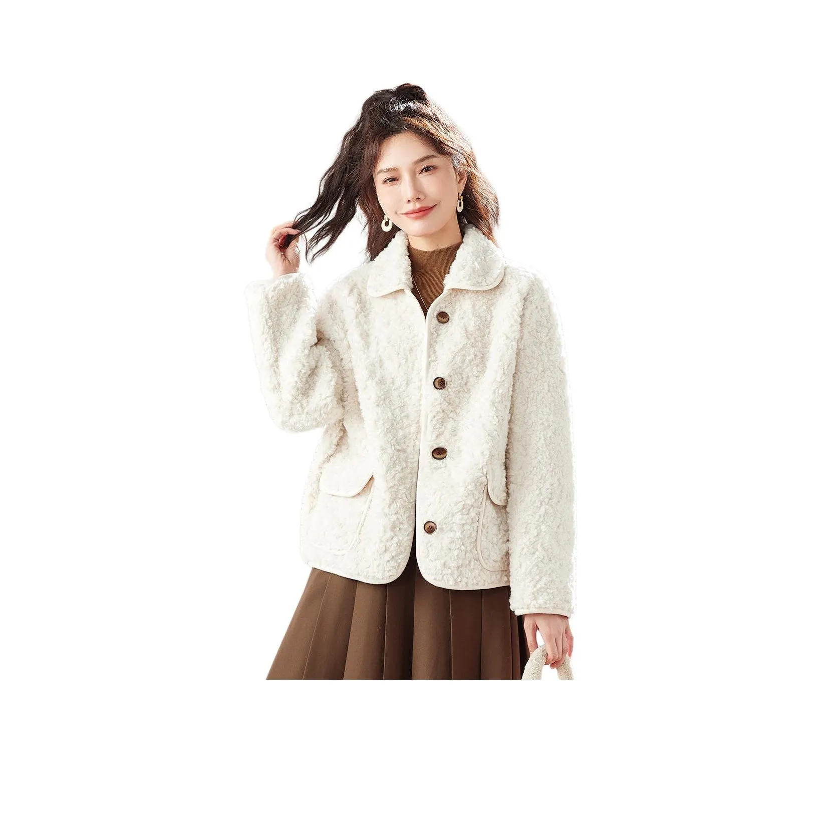 TERRE BLEUE Вельвет Feel Пальто Женское Бежевый