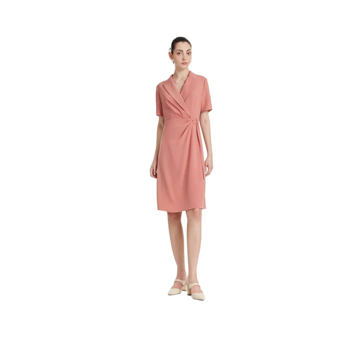 GOELIA Short Sleeved Dress Women's Dark Pink