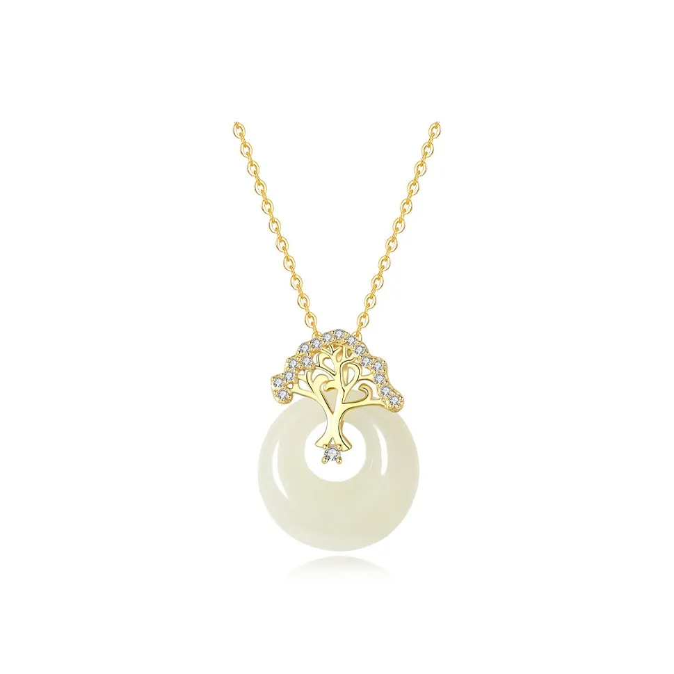 WEITIANXUAN Hetian Jade Necklaces White Jade/Pale Greenish White Jade Unisex