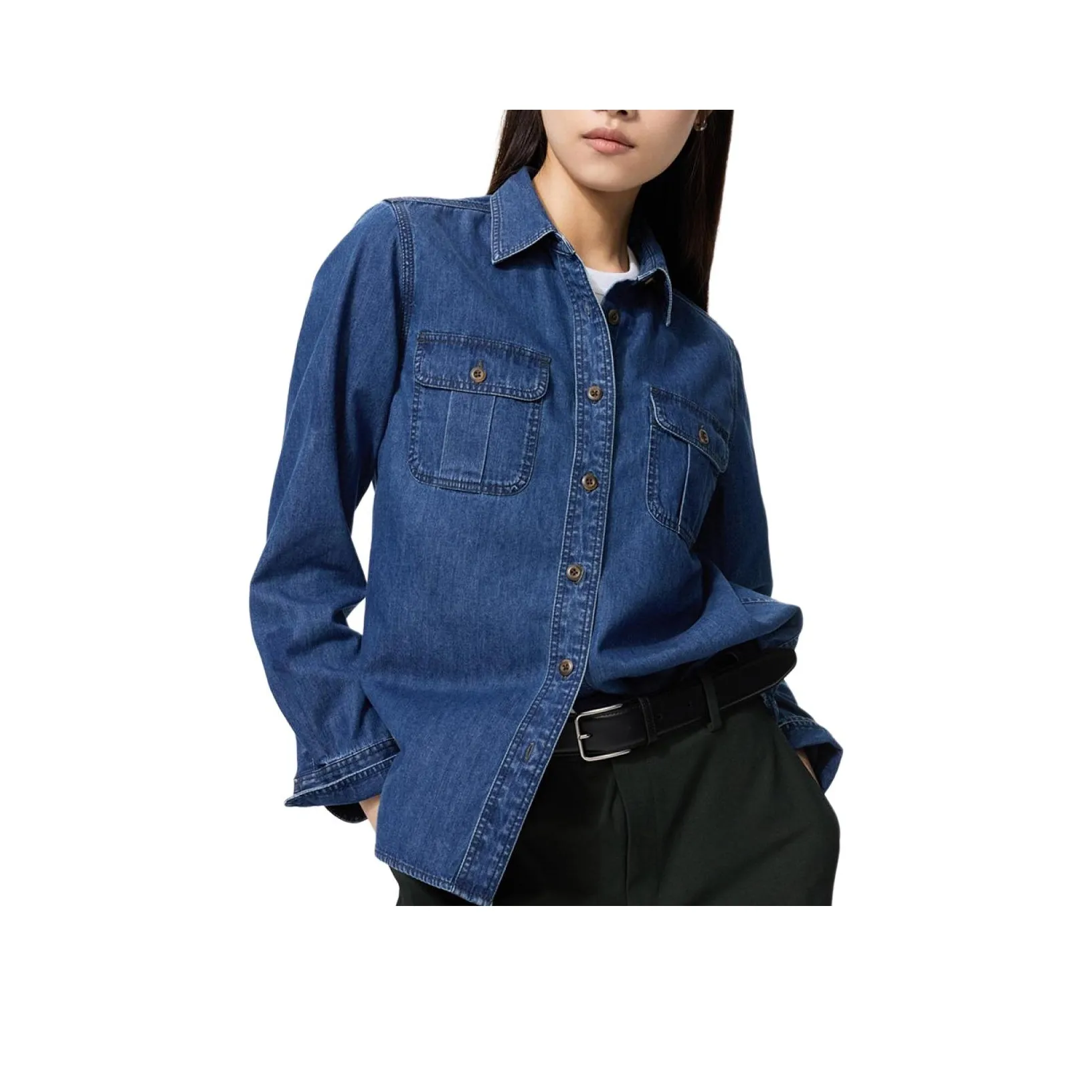 UNIQLO Морской синий Женские Рубашки