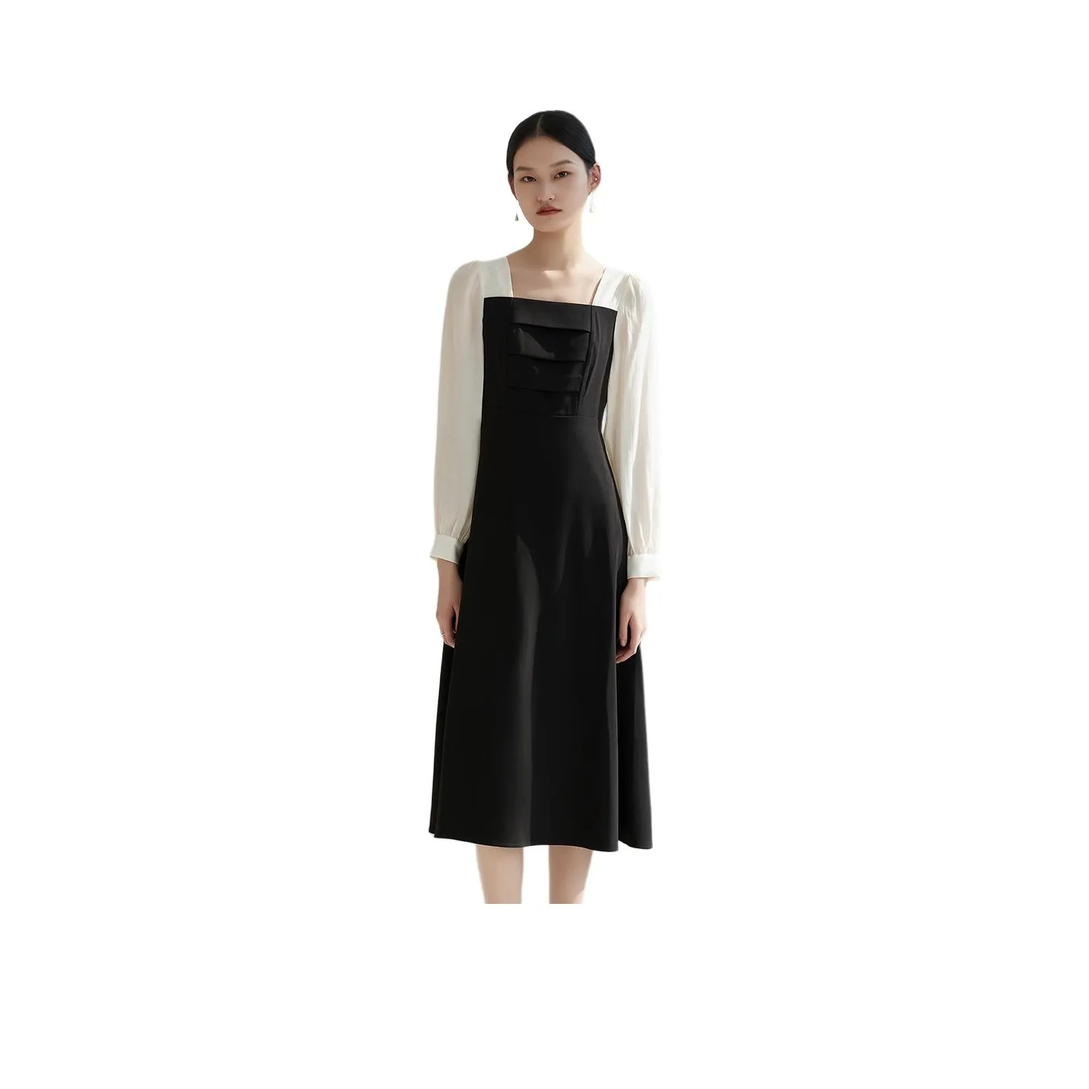 TKY SHOP Long Sleeved Dress Women's Black