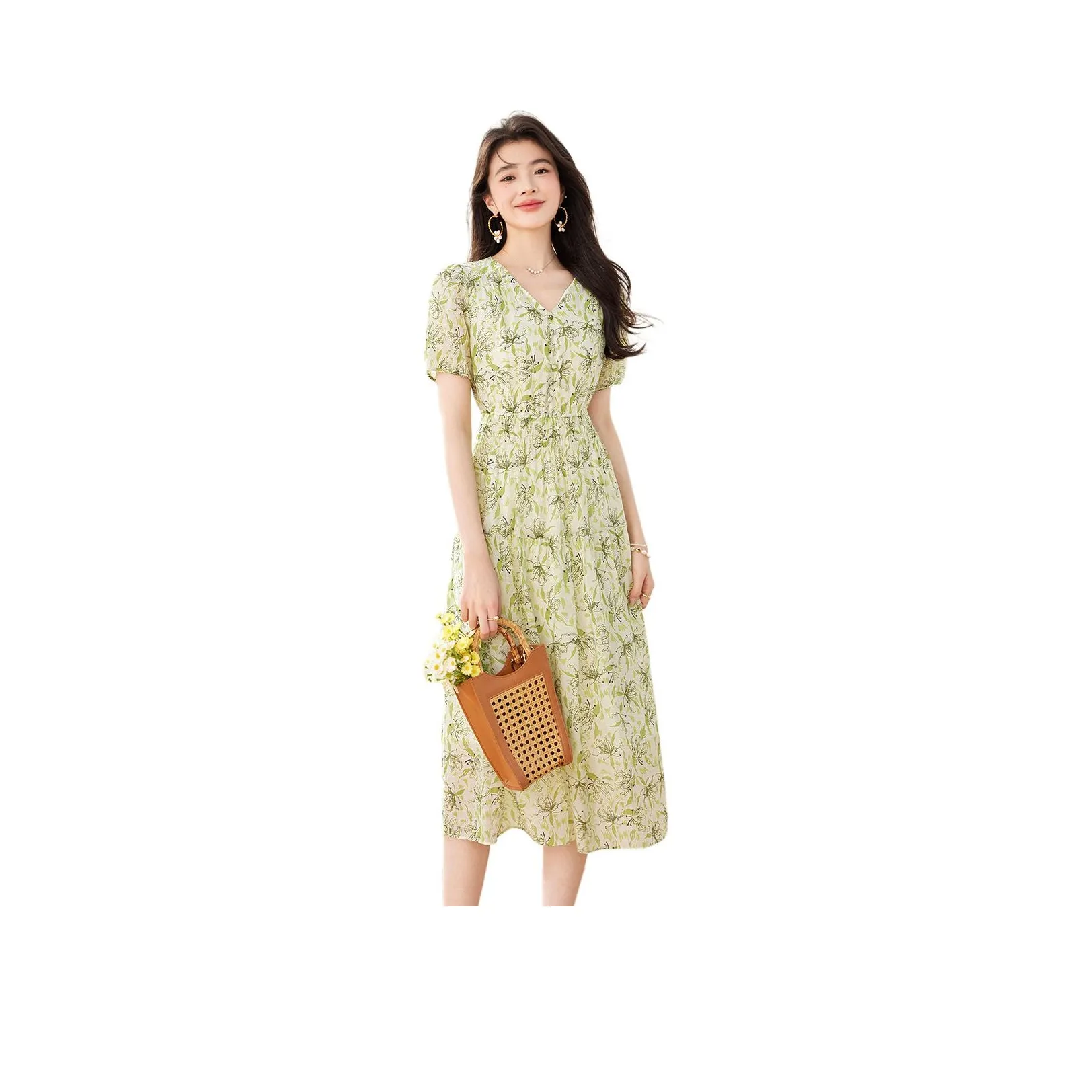 Like The Age Of Water Short Sleeved Dress Women's Green
