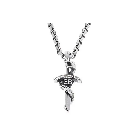Balenciaga Brass, Rhinestone, Glass Necklaces Women's Silver