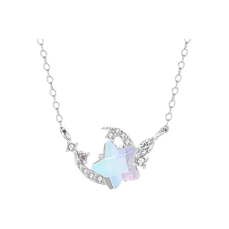 Muyan S925 Silver Moon Companion Star Necklace Women's