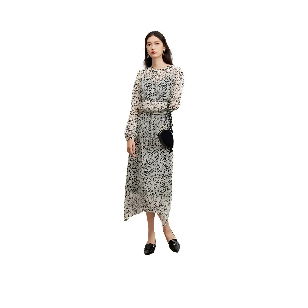 TKY SHOP Long-Sleeved Dresses Women's Black Floral