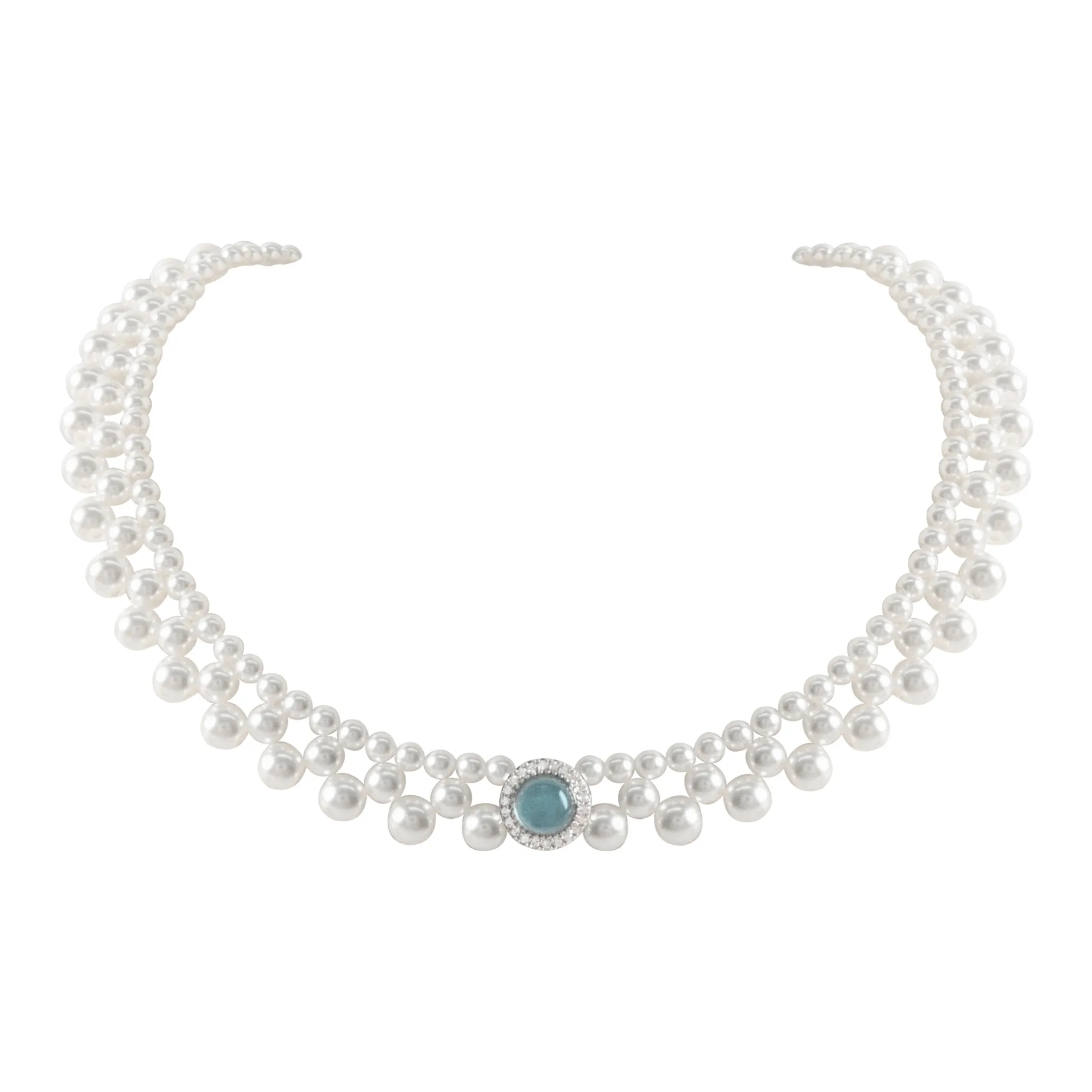 KEYS VIA Медный сплав Аквамарины Искусственная жемчужина Синтетический кубический цирконий Ожерелья Женские