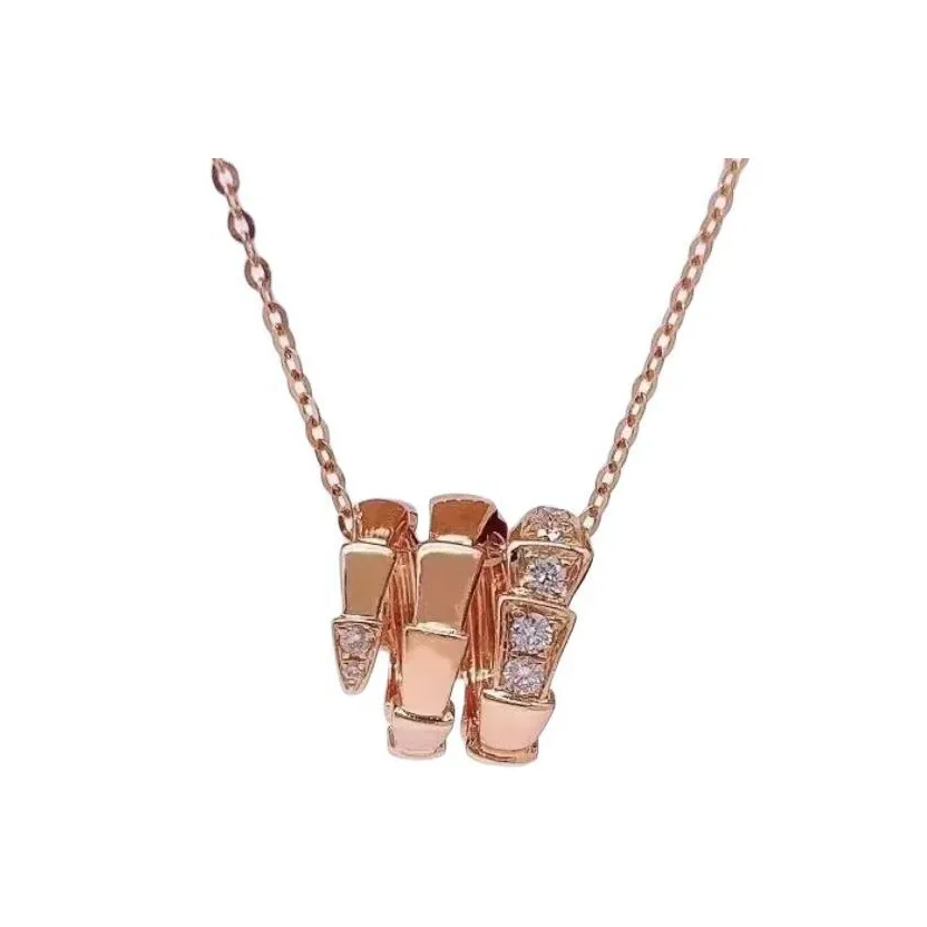 BVLGARI Pre Owned 18K Rose Gold Serpenti Diamond Necklace