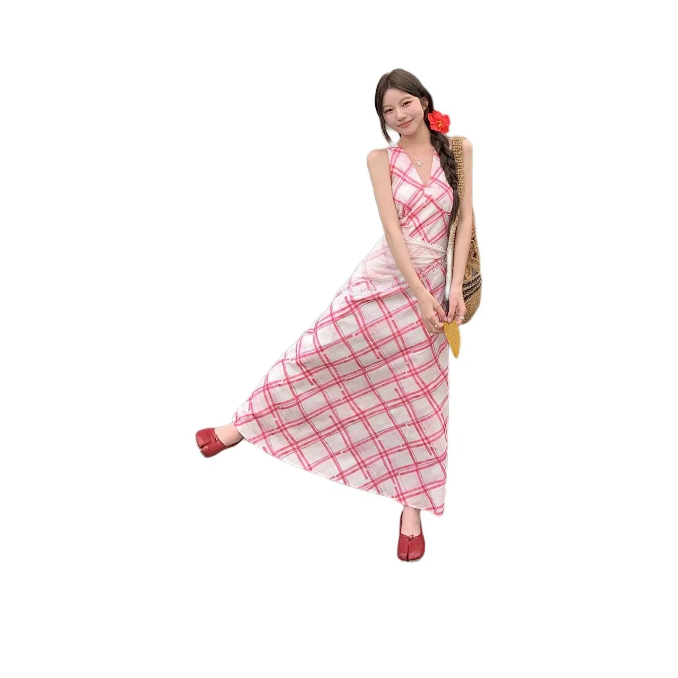 MORii Без рукавов Платье Женское Розовое